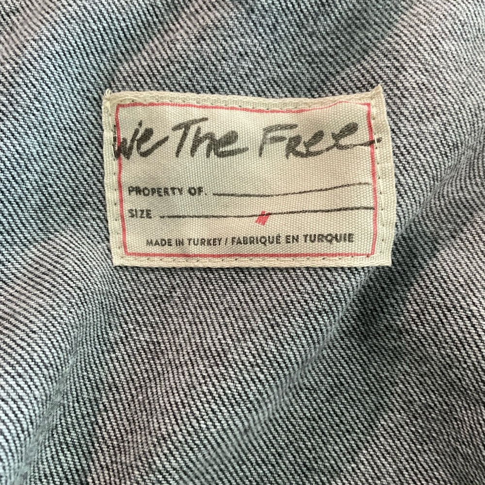 Free People We The Free Cropped Denim Hoodie Trucker Jacket Black Medium - Picture 5 of 6